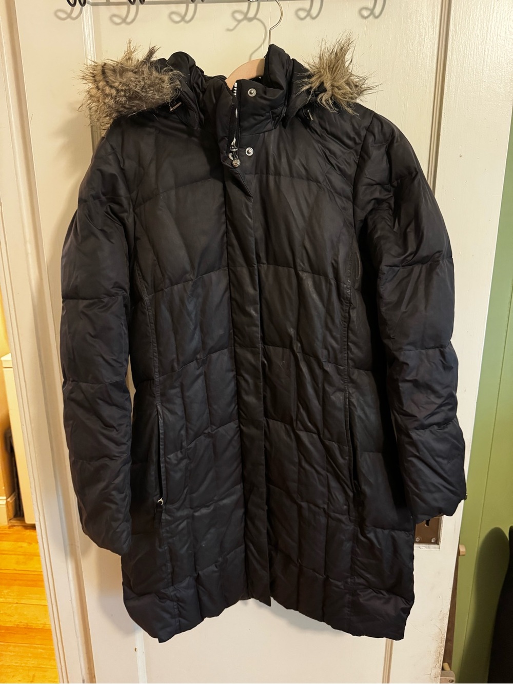 Eddie Bauer - Black Women's Quilted Puffer Coat with Faux Fur Hood
